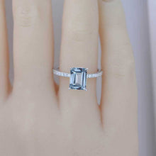 Load image into Gallery viewer, 2 Carat Giliarto Emerald Cut Genuine Natural Aquamarine Hidden Halo Engagement Ring