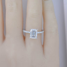 Load image into Gallery viewer, 3 Carat Giliarto Emerald Cut Moissanite Hidden Halo Engagement Ring