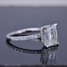 Load image into Gallery viewer, 2 Carat Giliarto Emerald Cut Moissanite Hidden Halo Engagement Ring