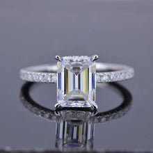 Load image into Gallery viewer, 3 Carat Giliarto Emerald Cut Moissanite Hidden Halo Engagement Ring