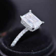 Load image into Gallery viewer, 2 Carat Giliarto Emerald Cut Moissanite Hidden Halo Engagement Ring