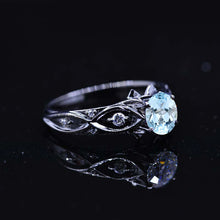 Load image into Gallery viewer, 14K Black Gold Oval Aquamarine Celtic Engagement Ring