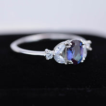 Load image into Gallery viewer, 14K Solid White Gold Dainty Alexandrite Ring, Oval Cut Alexandrite Ring Set, White Gold Ring Unique Vintage Ring