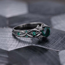 Load image into Gallery viewer, 14K Black Gold Emerald Celtic Engagement Ring