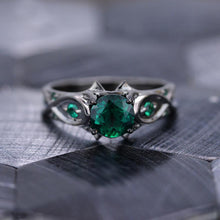 Load image into Gallery viewer, 14K Black Gold Emerald Celtic Engagement Ring
