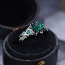 Load image into Gallery viewer, 14K Black Gold Emerald Celtic Engagement Ring