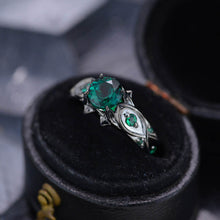 Load image into Gallery viewer, 14K Black Gold Emerald Celtic Engagement Ring