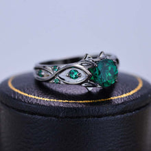 Load image into Gallery viewer, 14K Black Gold Emerald Celtic Engagement Ring