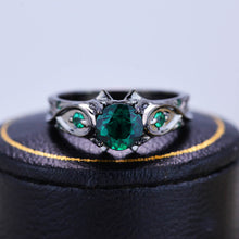 Load image into Gallery viewer, 14K Black Gold Emerald Celtic Engagement Ring