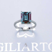 Load image into Gallery viewer, 4 Carat Giliarto Emerald Cut Alexandrite Hidden Halo Engagement Ring