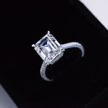 Load image into Gallery viewer, 4 Carat Giliarto Emerald Cut Moissanite Hidden Halo Engagement Ring