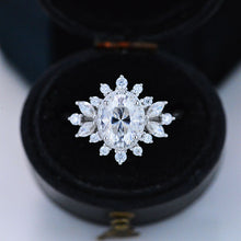 Load image into Gallery viewer, 14K White Gold 1.5 Carat Oval Snowflake Halo Engagement Ring