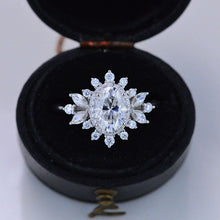 Load image into Gallery viewer, 14K White Gold 1.5 Carat Oval Snowflake Halo Engagement Ring