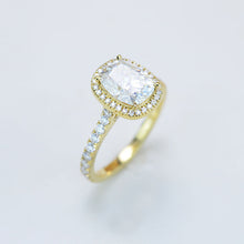 Load image into Gallery viewer, 2.5Ct Cushion Moissanite 14K Yellow Gold Engagement Ring, Cushion Halo Engagement Ring