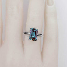 Load image into Gallery viewer, 4ct Radiant Cut Alexandrite Black Gold Engagement Ring