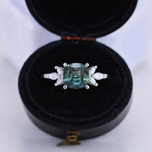 Load image into Gallery viewer, 3Ct Cushion Teal Sapphire Engagement Ring, Cushion Teal Sapphire Engagement Ring