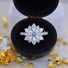Load image into Gallery viewer, 2 Carat Round Moissanite Snowflake Halo Engagement Ring. Victorian 14K White Gold Ring