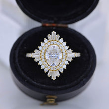 Load image into Gallery viewer, 1.5 Carat Moissanite Oval Cut Halo 14K Yellow Gold Engagement Ring