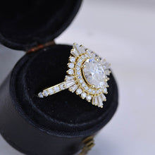 Load image into Gallery viewer, 1.5 Carat Moissanite Oval Cut Halo 14K Yellow Gold Engagement Ring