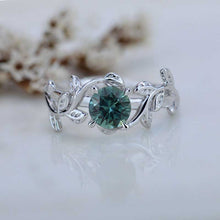 Load image into Gallery viewer, Teal Sapphire Twig Floral White Gold Engagement Ring