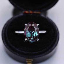 Load image into Gallery viewer, 4 Carat Oval Cut Alexandrite Ring, Hidden Halo Gold Engagement Ring