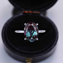 Load image into Gallery viewer, 7 Carat Oval Cut Alexandrite Ring, Hidden Halo Gold Engagement Ring
