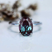 Load image into Gallery viewer, 5 Carat Oval Cut Alexandrite Ring, Hidden Halo Gold Engagement Ring