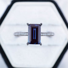 Load image into Gallery viewer, 4ct Emerald Cut Alexandrite Black Gold Engagement Ring
