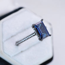 Load image into Gallery viewer, 4ct Emerald Cut Alexandrite Black Gold Engagement Ring