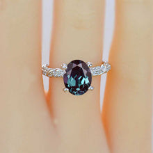 Load image into Gallery viewer, 3CT Oval Alexandrite Wedding Ring 14K White Gold Floral Engagement Ring. Anniversary Ring. Promise Ring
