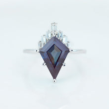 Load image into Gallery viewer, 2 Carat Kite Alexandrite Halo 14K White Gold Engagement Ring