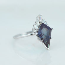 Load image into Gallery viewer, 2 Carat Kite Alexandrite Halo Silver Engagement Ring