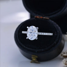 Load image into Gallery viewer, 3 Carat Carat Oval Moissanite Ring, Hidden Halo Gold Engagement Ring