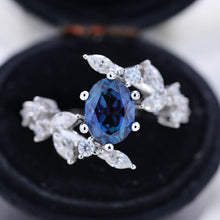 Load image into Gallery viewer, 14K White Gold Oval Alexandrite Floral Engagement Ring