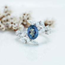 Load image into Gallery viewer, 14K White Gold Oval Alexandrite Floral Engagement Ring