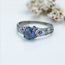 Load image into Gallery viewer, 14K Black Gold Alexandrite Celtic Engagement Ring