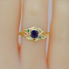 Load image into Gallery viewer, Alexandrite Yellow Gold Engagement Lattice Floral Accented Ring