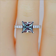Load image into Gallery viewer, 2Ct Princess Cut Alexandrite Engagement 14K White Gold Ring Classic Solitaire Setting