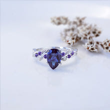 Load image into Gallery viewer, 3 Carat Alexandrite Pear Cut Floral Gold Engagement Ring