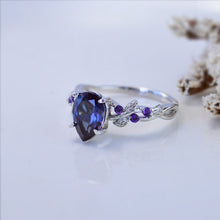 Load image into Gallery viewer, 3 Carat Alexandrite Pear Cut Floral Gold Engagement Ring
