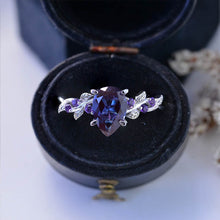Load image into Gallery viewer, 3 Carat Alexandrite Pear Cut Floral Gold Engagement Ring