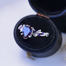 Load image into Gallery viewer, 3 Carat Alexandrite Pear Cut Floral Gold Engagement Ring