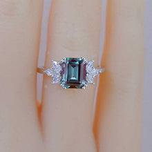 Load image into Gallery viewer, 3Ct Alexandrite Engagement Ring, Solitaire Emerald Cut Alexandrite Engagement Ring