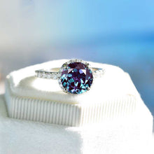 Load image into Gallery viewer, 3 Carat Round Alexandrite Halo Platinum Engagement Ring
