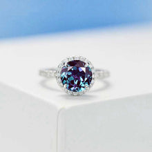 Load image into Gallery viewer, 2 Carat Round Alexandrite Halo Gold Engagement Ring