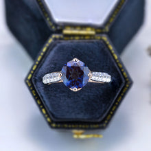 Load image into Gallery viewer, 2 Carat Alexandrite Engagement White Gold Ring
