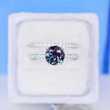 Load image into Gallery viewer, 2 Carat Alexandrite Engagement Eternity Two Rings Set