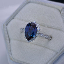 Load image into Gallery viewer, 14K White Gold 2 Carat Pear Alexandrite Halo Engagement Ring