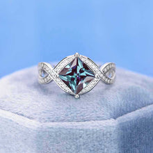 Load image into Gallery viewer, 2 Carat Princess Cut Alexandrite Stone 14K White Gold Ring