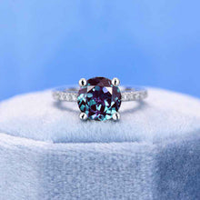 Load image into Gallery viewer, 2 Carat Alexandrite Round Cut Hidden Halo White Gold Engagement Ring